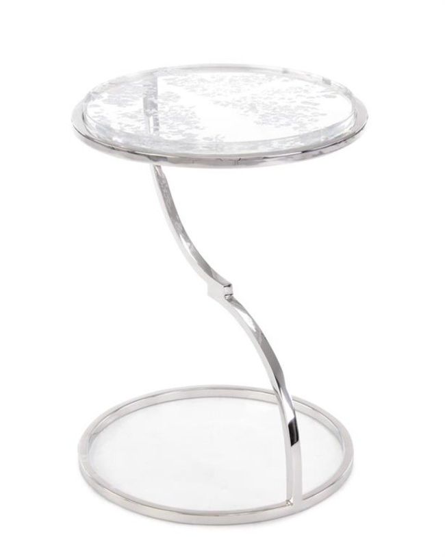 Polished Silver End Table - Luxury Furniture Mercato Interiors