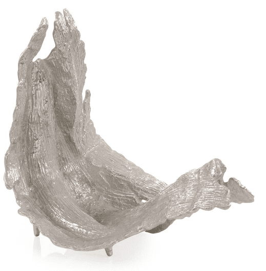TIME-WORN LEAF SCULPTURE, LARGE NICKEL - Luxury Furniture Mercato Interiors