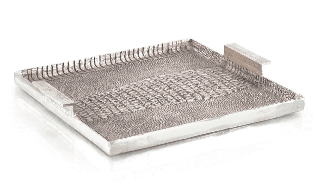 ALLIGATOR TEXTURED ALUMINUM TRAY I - Luxury Furniture Mercato Interiors