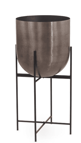 BRUSHED SMOKY BLACK IRON PLANTER I - Luxury Furniture Mercato Interiors