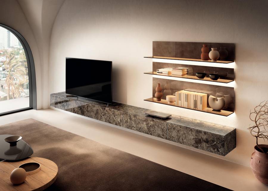 design-wall-unit-with-glass-shelvesor-materia-wall-unit-or-lago - Luxury Furniture Mercato Interiors